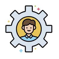 a man is in a gearwheel with stars around it vector