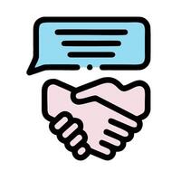 handshake and speech bubble icon vector