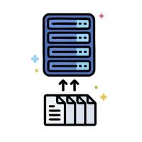 a server with a file on top and a file on the bottom vector