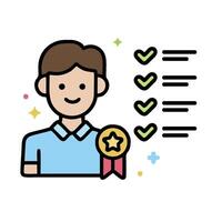 a man with a star and a check mark vector