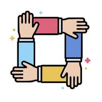 hands holding hands in a square shape vector