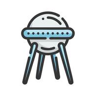 an illustration of a flying saucer on a table vector
