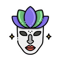 a mask with purple flowers on it vector