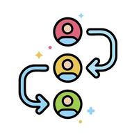 a group of people are in a circle with arrows pointing to them vector