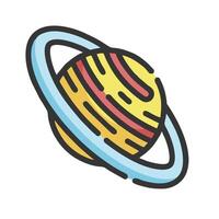 planet saturn flat line icon vector