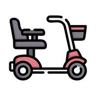 a red scooter with a basket on the back vector