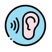 an icon of a hearing aid with a sound wave vector