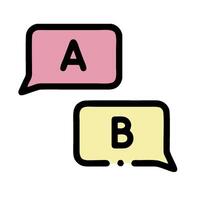 two speech bubbles with the letters a and b vector