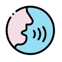 a blue and pink circle with a microphone on it vector