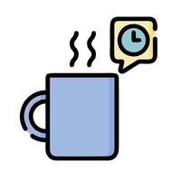 coffee cup with clock and speech bubble icon vector