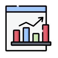 an icon of a graph chart with a bar chart vector