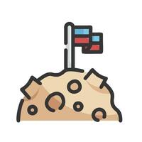 an illustration of a flag on top of a rock vector