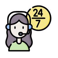 call center agent with headset and phone icon vector