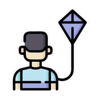 a man with a kite in his hand vector