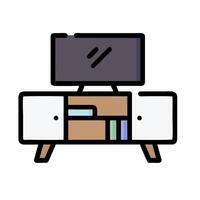 tv stand with tv and bookshelf illustration vector