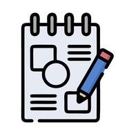 a notebook with a pencil and a pen on it vector