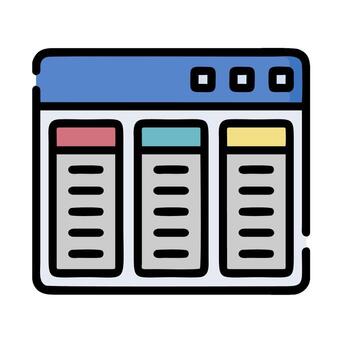 a computer with three different colored tabs vector