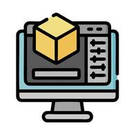 a computer with a box on it vector