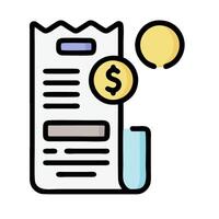 a document with a coin and a dollar sign vector