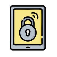a tablet with a padlock on it vector