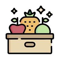 fruit in a box icon vector