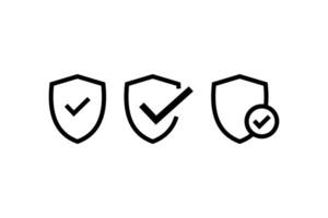 Protection approve icon set. Editable stroke. illustration design. vector