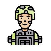 a soldier with a helmet and a green uniform vector