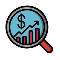 magnifying glass with dollar sign and graph line icon vector