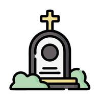 a cemetery with a cross on top of it vector