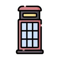 a red telephone booth icon on a white background vector