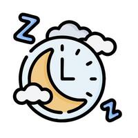 a clock with clouds and a sleeping person vector