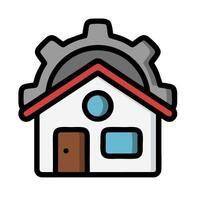 a house with a gear wheel inside it vector