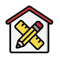 a house with a pencil and ruler inside vector