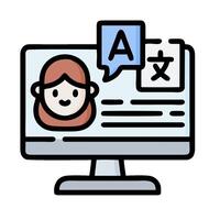 a computer screen with a woman's face on it vector