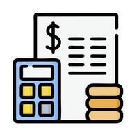 a stack of coins and a calculator icon vector