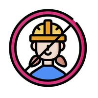 a woman in a hard hat is in a circle with a sign that says no vector