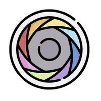 a camera lens with a rainbow colored background vector