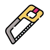 a saw with a pink and yellow handle vector