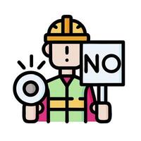 construction worker holding a no sign vector