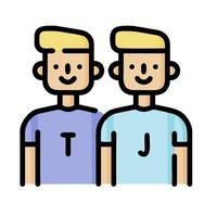 two men with the letters t and j vector