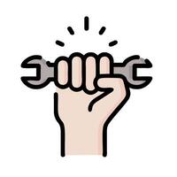 hand holding wrench icon illustration design vector