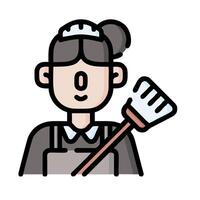 a woman with a broom and apron vector