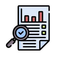 a magnifying glass is on top of a document with a check mark vector