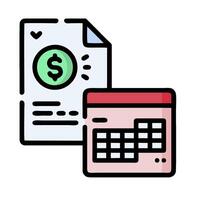 a document and a calculator with a dollar sign vector
