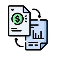 a document with a dollar sign and a paper with a dollar sign vector