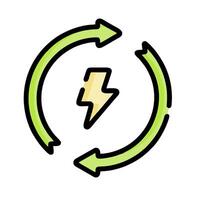 a green and yellow circle with a lightning bolt in it vector