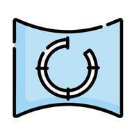 a blue pillow with a circular shape on it vector