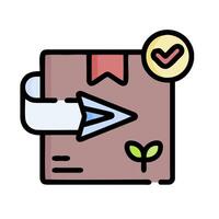 a box with a green arrow and a check mark vector