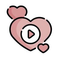 a pink heart with a play button on it vector