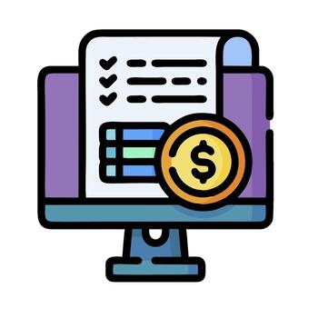 un computadora monitor con un dólar moneda y cheque vector